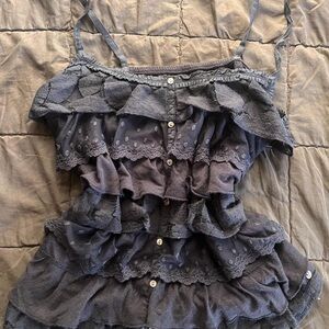 Abercrombie & Fitch Ruffle Lace Camisole - Charcoal